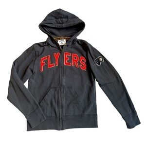 BANNER 47 Philadelphia FLYERS Full Zip Hooded Sweatshirt, Grey + Orange, Size M